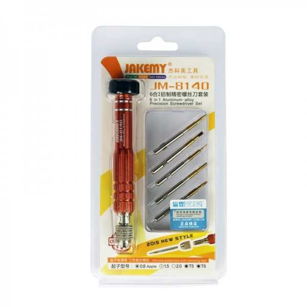 Chave de Fenda Profissional Jakemy JM-8140 - Kit de Precisão com 6 Pontas Intercambiáveis