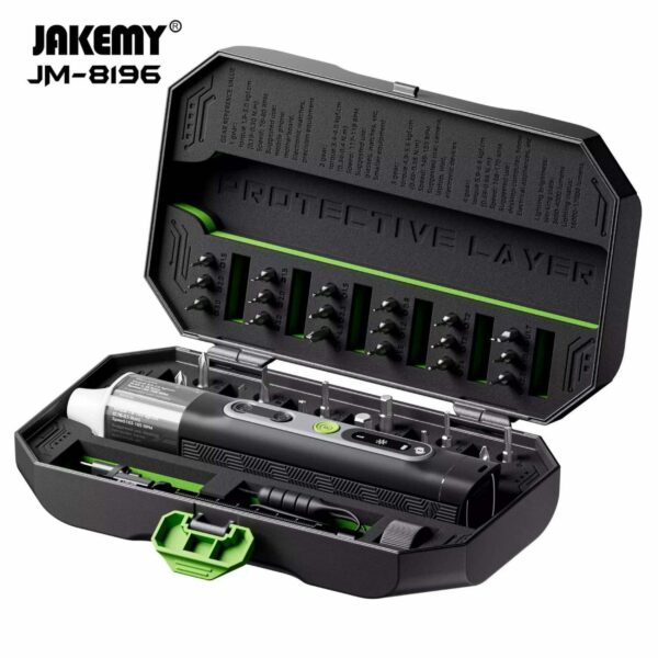 Jogo de Chaves de Fenda Elétricas Jakemy JM-8196 - Ferramenta Essencial para Reparo de Portáteis e Eletrónicos