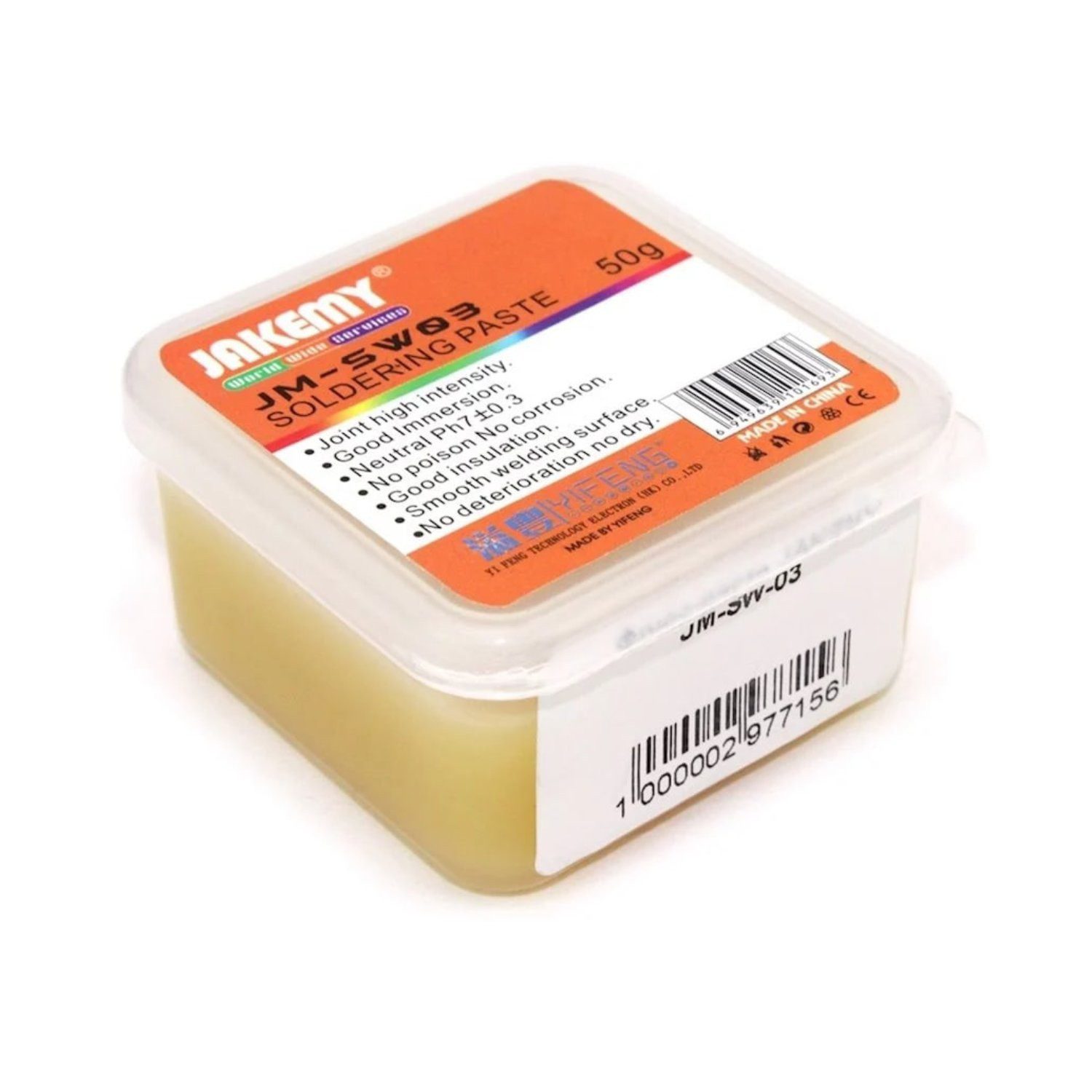 Pasta para Soldagem de Estanho Jakemy JM-SW03 50g - Livre de Ácidos para Reparos Eletrónicos