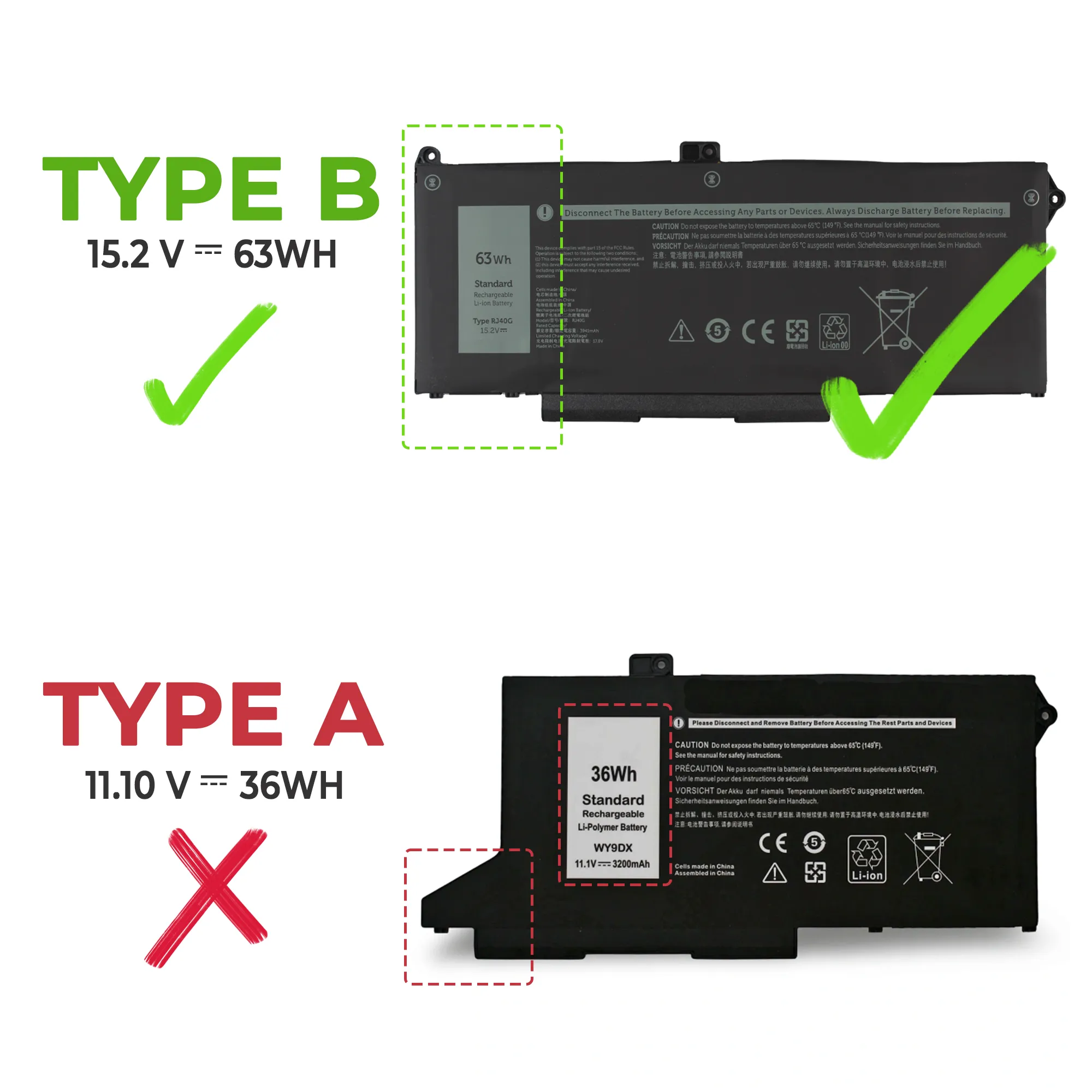 Bateria de Alta Capacidade para Portátil Dell Latitude 5420, 5520, Precision 3560 Series | Compatível com RJ40G - Image 3