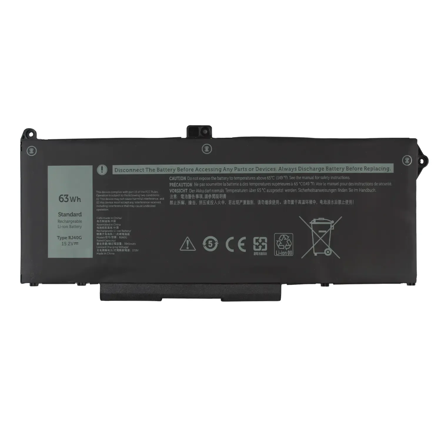 Bateria de Alta Capacidade para Portátil Dell Latitude 5420, 5520, Precision 3560 Series | Compatível com RJ40G
