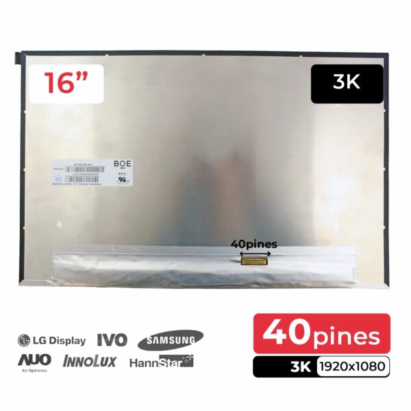 ECRÃ LED DE 16" PARA PORTÁTIL DELL INSPIRON P107F001 NE160F8M-N61