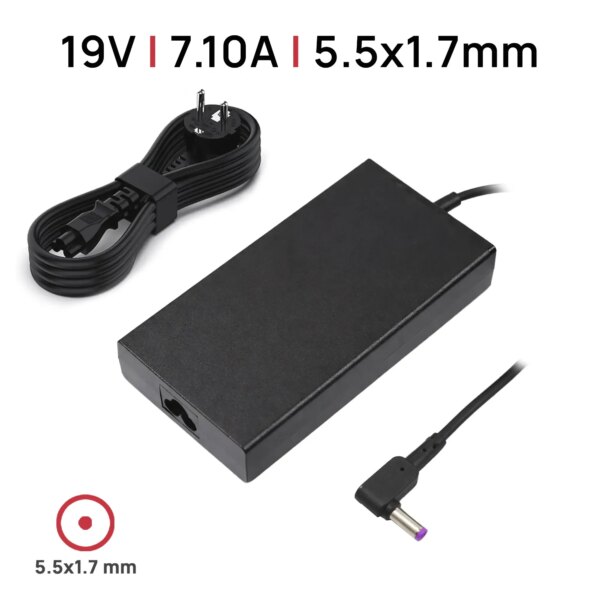 Carregador Portátil Acer Aspire 1350 1360 1500 1510 1520 1551 1600 Slim - 19V 7.10A (135W) Conector 5.5x1.7mm