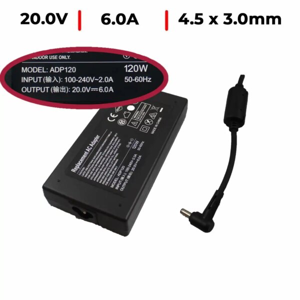 Carregador para Portátil Chicony A17 ADP120 - 19.5V 9.23A (180W) - Ficha 4.5x3.0mm