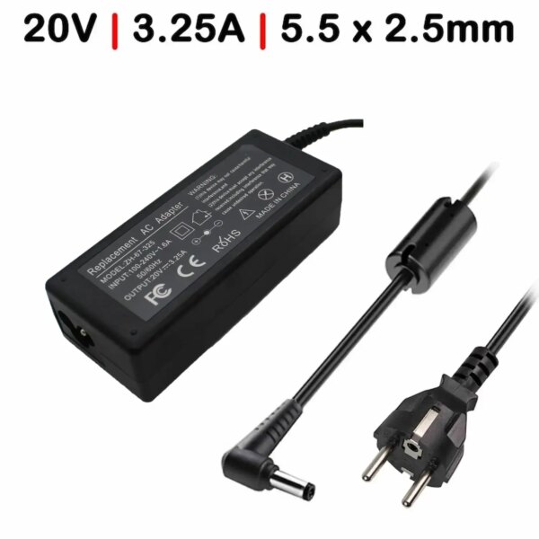 Carregador para Portátil Fujitsu Lenovo e MSI 20V 3.25A 5.5x2.5mm - 65W