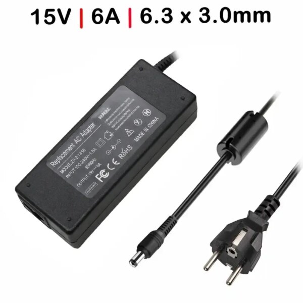 CARREGADOR PARA PORTATIL TOSHIBA 15V 6A 90W 6.3X3.0MM OEM