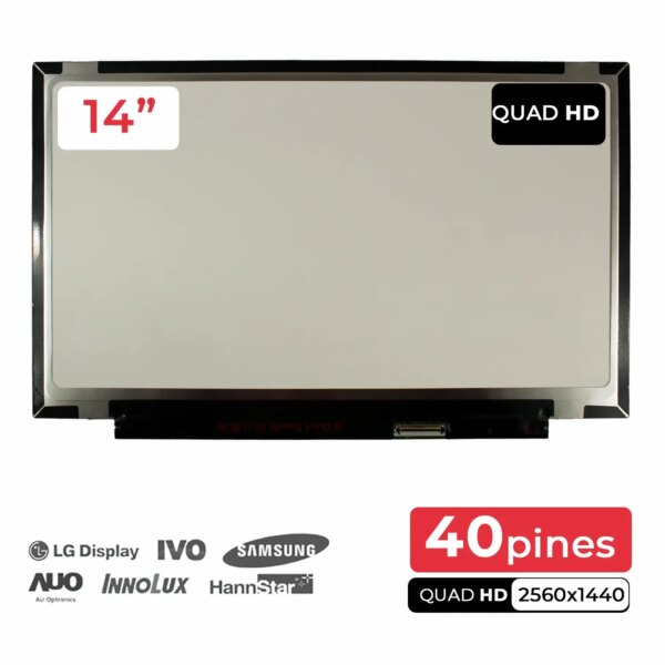 ECRÃ LED DE 14" PARA PORTATIL B140QAN01.0 2560X1440 40 PINES SEM SUPORTES