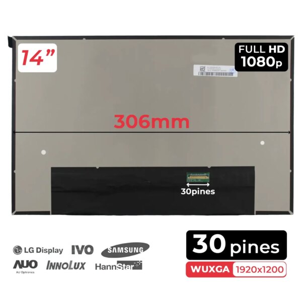 PANTALLA LED DE 14" PARA PORTÁTIL NV140WUM-N43 V8.1 V8.0 V8.2 MATE