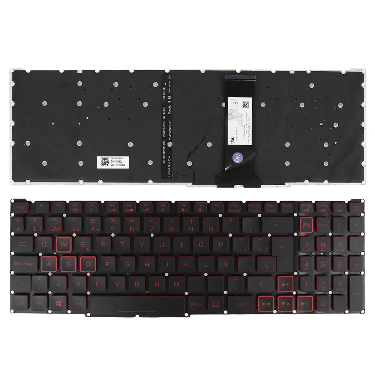 Teclado para Portátil Acer Nitro 4 e 5 AN515-54 AN515-43 AN517-51 AN715-51 Preto e Vermelho