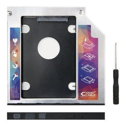 Nanocable HDD Caddy 12.7mm para Portátil - Adaptador 2.5" SATA SSD/HDD - Substitui Unidade Óptica