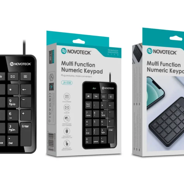 Teclado Numérico Multifuncional USB NOVOTECK JX-008 para Portátil e PC - Aumente sua Produtividade