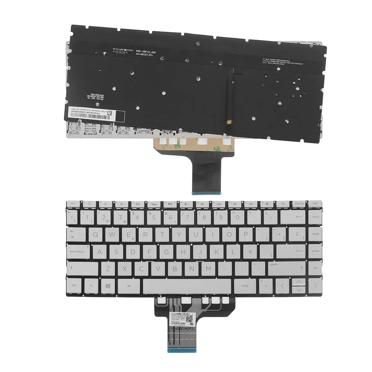 TECLADO RETROILUMINADO PARA LAPTOP HP PAVILION 13-AN0000 13-AN0000NS PRATA