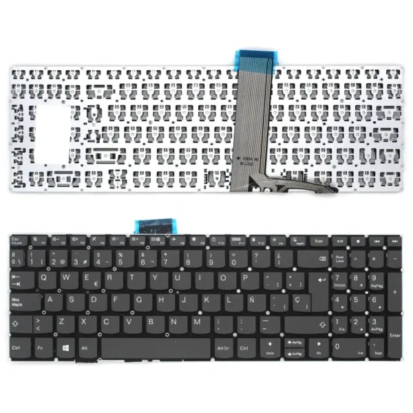 Teclado Espanhol Preto Sem Moldura para Portátil Lenovo V15 G2-ITL Series - Substituição Original