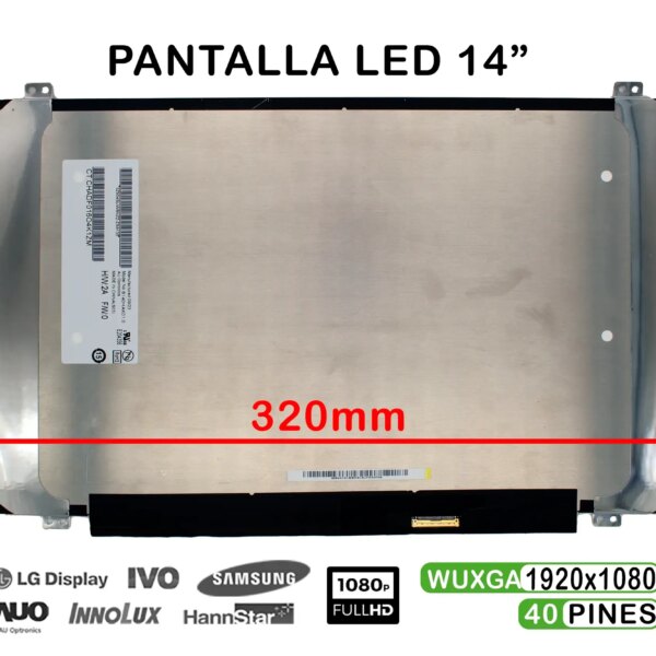 ECRÃ QUASE NOVO LED DE 14" PARA PORTÁTIL B140HAK01.0 40 PINOS MATE