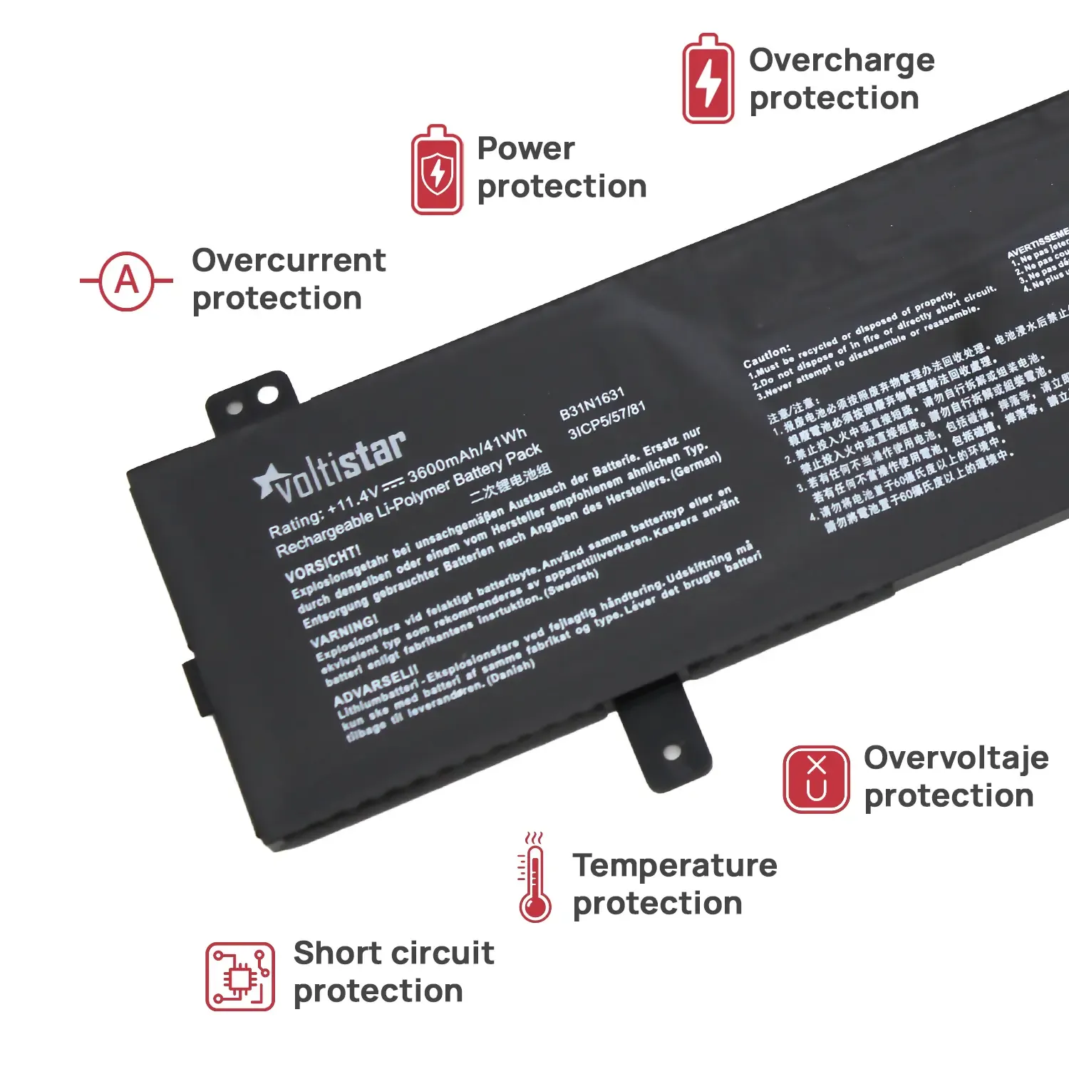 Bateria para Portátil ASUS VivoBook X505 F505 Series, B31N1631, 11.4V 3600mAh - Green Computer - Image 5