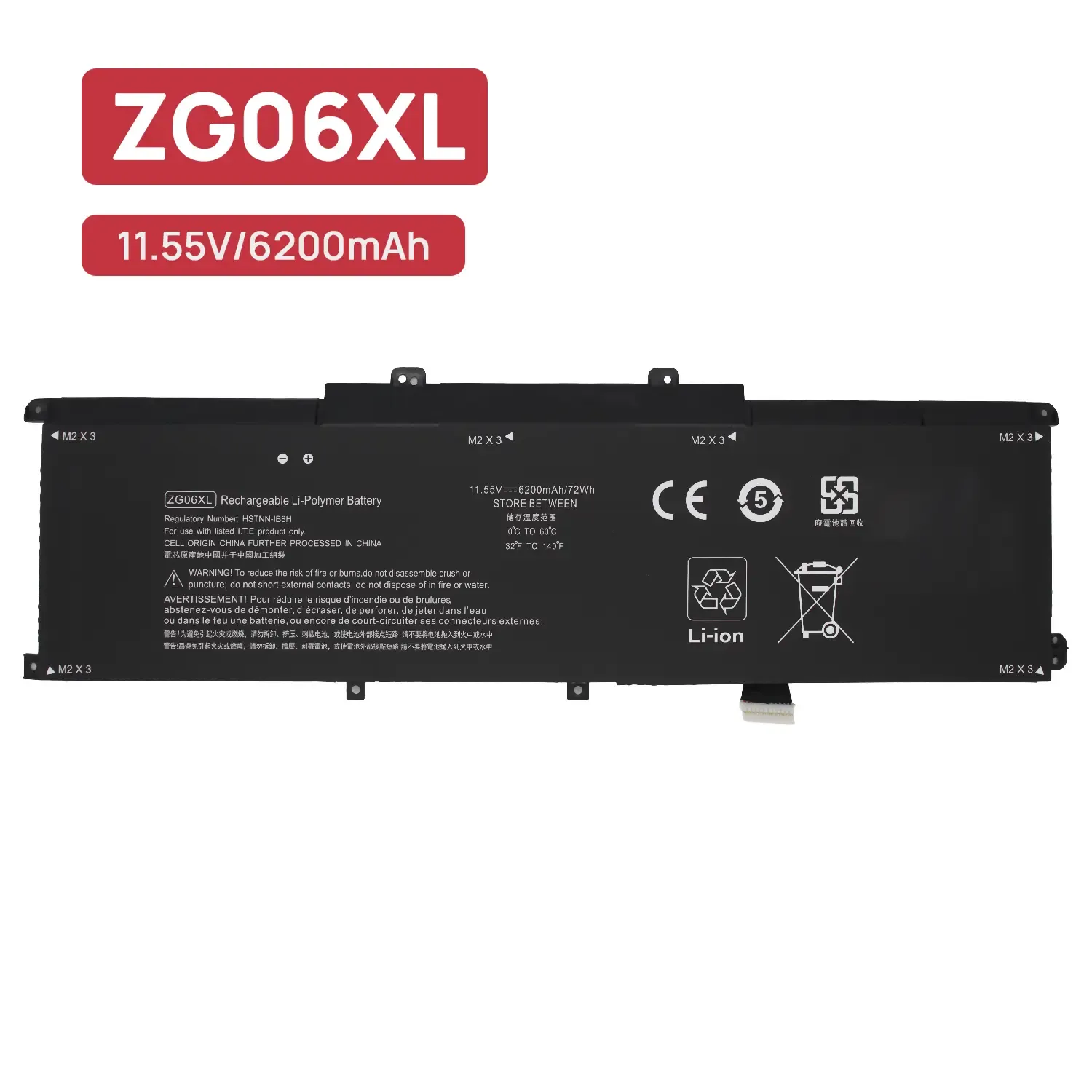 Bateria ZG06XL L07045-855 para Portátil HP Elitebook 1050 G1, ZBook Studio G5 - 11.55V 6200mAh 72Wh - Image 2