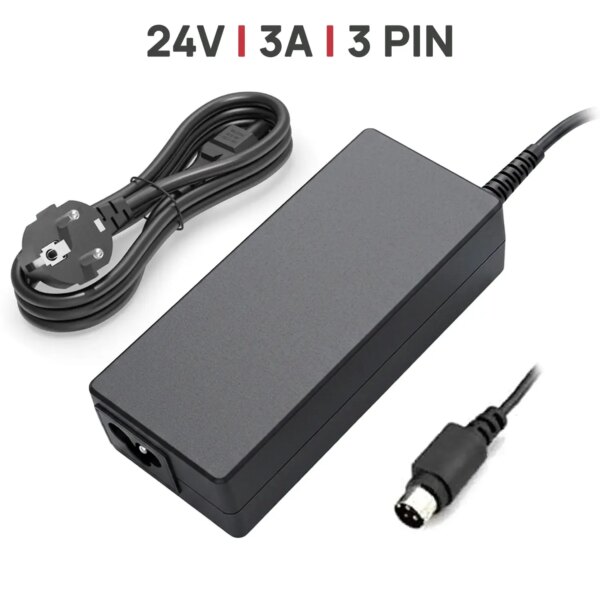 Carregador 24V 3A para Impressora de Tickets NCR, Metapace, Olivetti, Wincor - Compatível com 2.5A, 2.1A, 2A