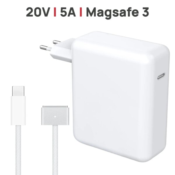 Carregador 67W MagSafe 3 USB-C para Portátil Apple MacBook Air/Pro M1 M2 M3 M4 com Cabo Trançado 2M