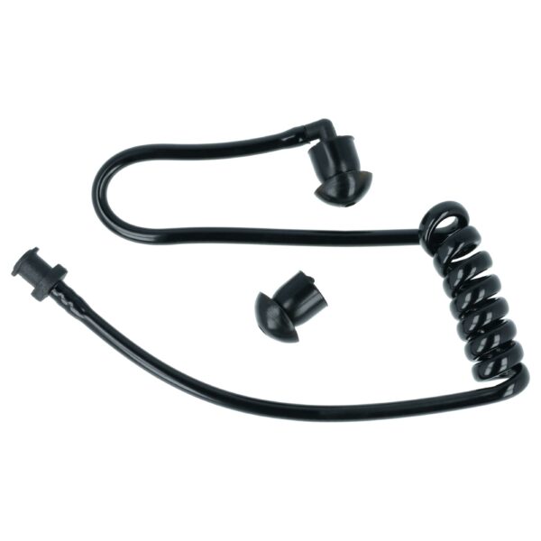 Tubo Acústico Espiral para Auriculares - Inclui 2x Adaptadores de Ouvido, Preto/Transparente