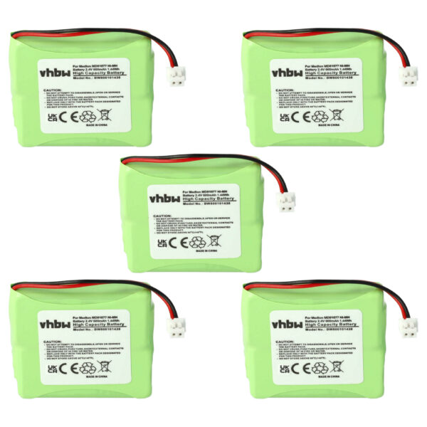 5x Bateria substitui GP0827, 5M702BMX, GP0748, GP0747, GP0735 para telefone fixo Telstra - 600 mAh 2.4 V NiMH