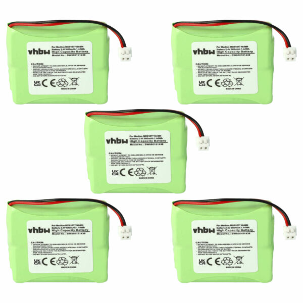 5x Bateria substitui GP0827, 5M702BMX, GP0748, GP0747, GP0735 para telefone fixo Telstra - 600 mAh 2.4 V NiMH