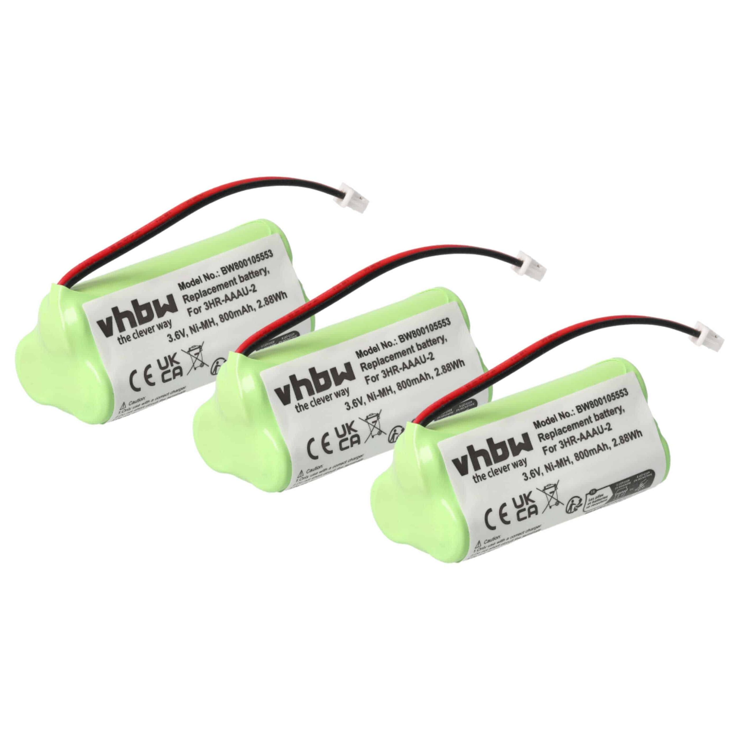 Pack 3x Bateria vhbw 700 mAh 3.6V NiMH para Telefones Bang & Olufsen