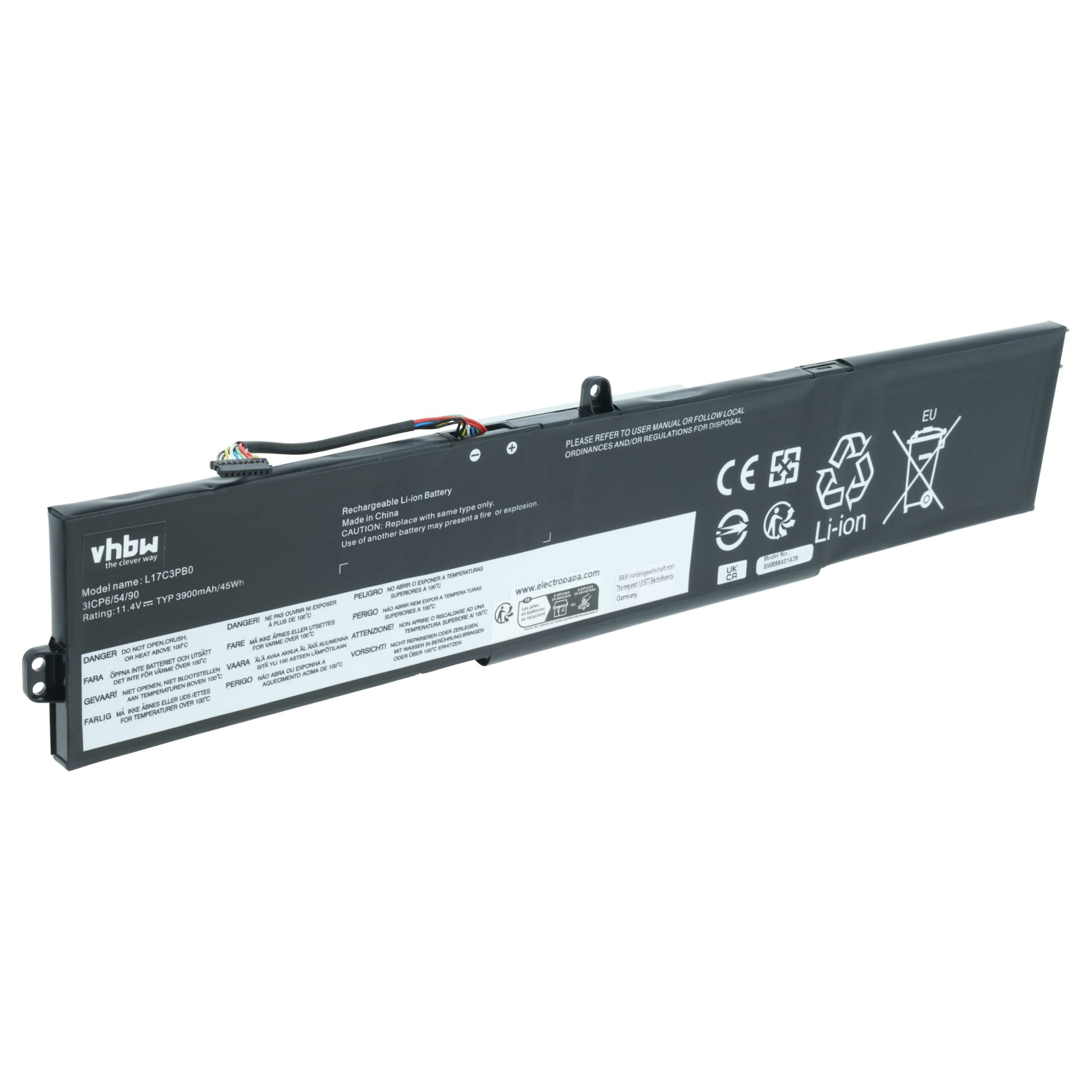 Bateria vhbw para Lenovo - 3900 mAh 11.34 V Li-polymer (5B10Q71252, 5B10Q71251, 5B10W67266, 5B10Q71254)