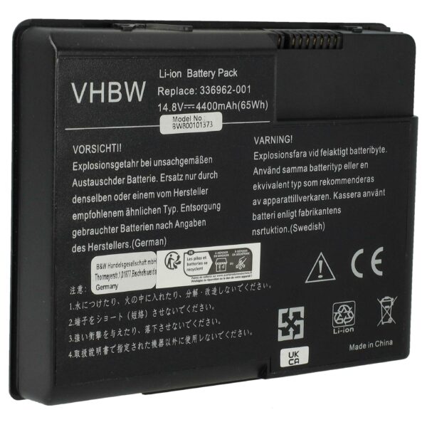 Bateria vhbw para Portátil HP nx7000, nx7010, Compaq Presario X1000 - 4400 mAh, 14.8 V