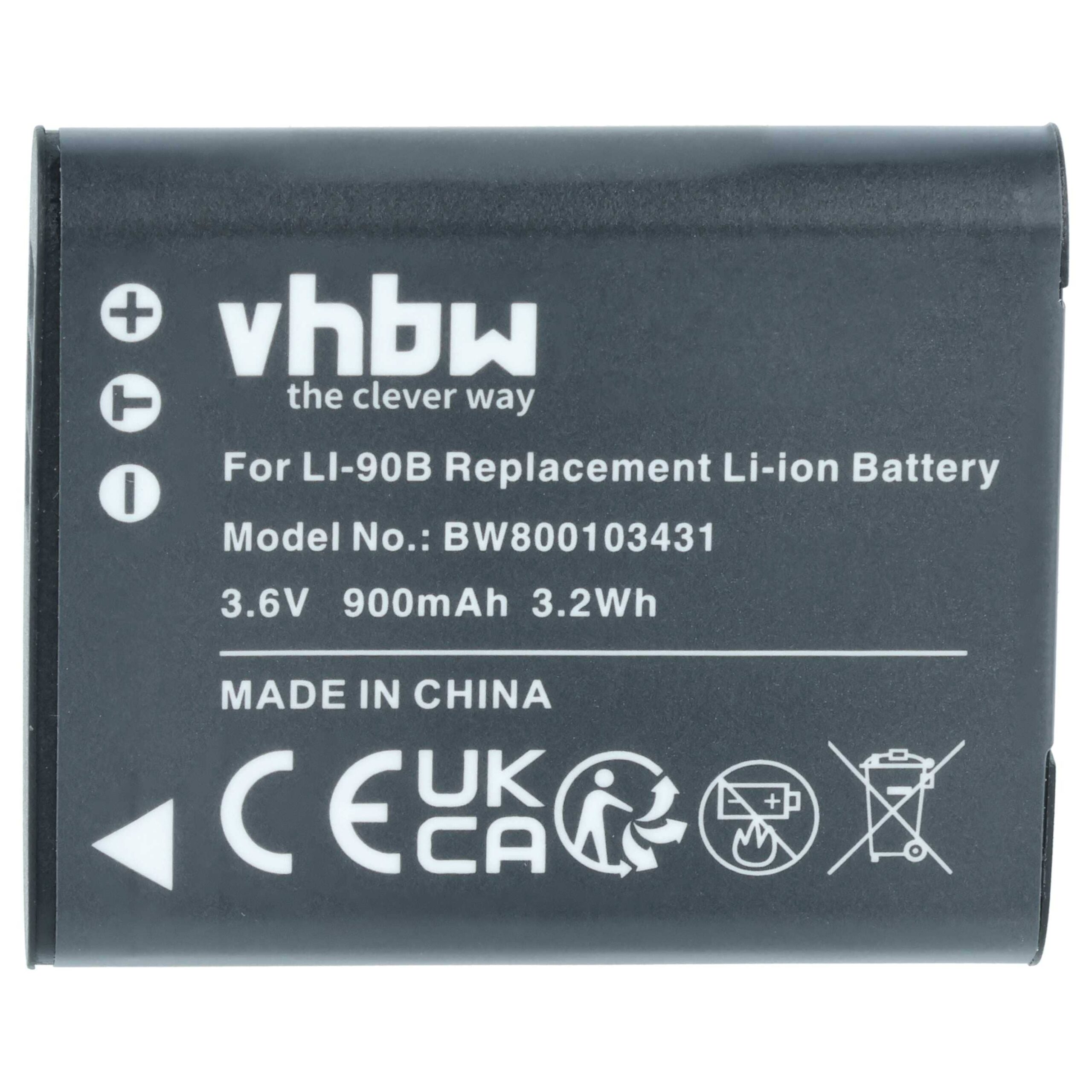 3x Baterias vhbw para Olympus Li-92B, Li-90B - 900mAh, 3.6V - Image 3