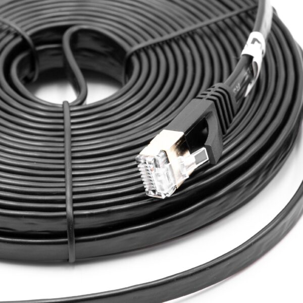Cabo Ethernet Cat.7 10m para Rede Doméstica e Empresarial - Preto Plano vhbw