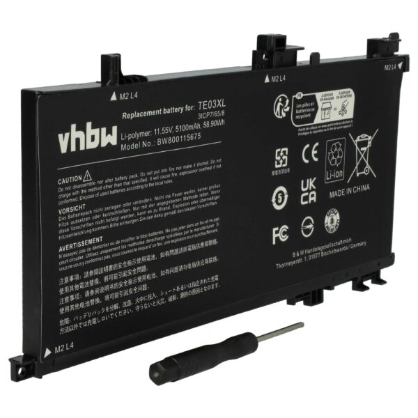 Bateria para Portátil HP compatível com 849570-543, 849570-542, 849570-541 - 5100 mAh 11.55V Li-Ion vhbw