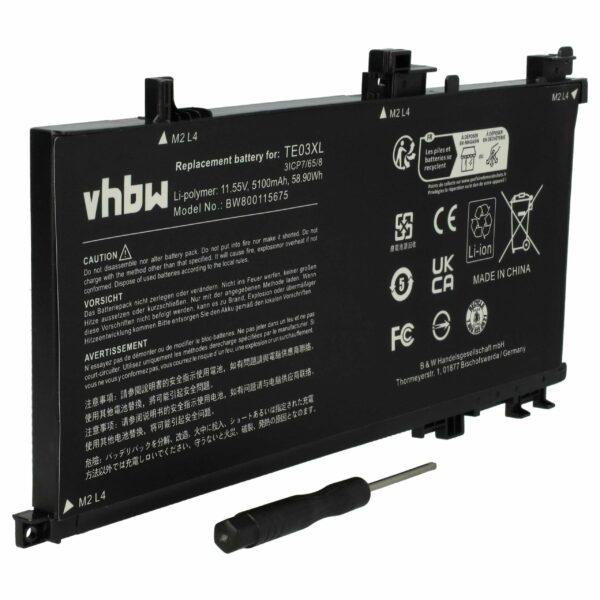 Bateria para Portátil HP compatível com 849570-543, 849570-542, 849570-541 - 5100 mAh 11.55V Li-Ion vhbw