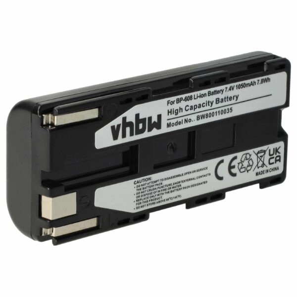Bateria vhbw para câmara Canon BP-608, BP-608A - 1050 mAh 7.4 V Li-Ion