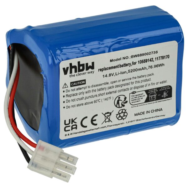 Bateria vhbw 5200mAh 14.8V Li-Ion para Miele 11779170, 10559142