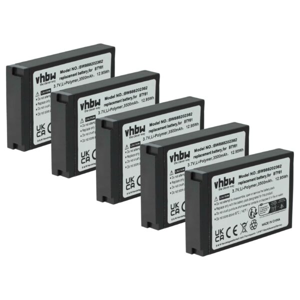 Bateria vhbw 5x BTY61 para Newland - 3800mAh, 3.7V, Li-polymer