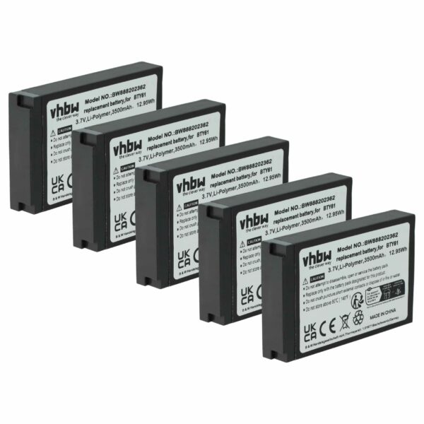 Bateria vhbw 5x BTY61 para Newland - 3800mAh, 3.7V, Li-polymer