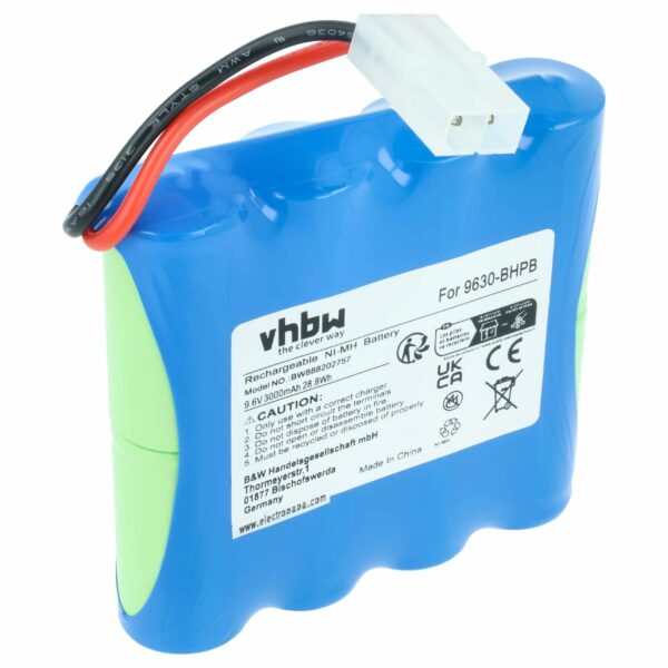 Bateria vhbw 9.6V 3000 mAh NiMH para Limpador de Piscina Water Tech 9630-BHPB