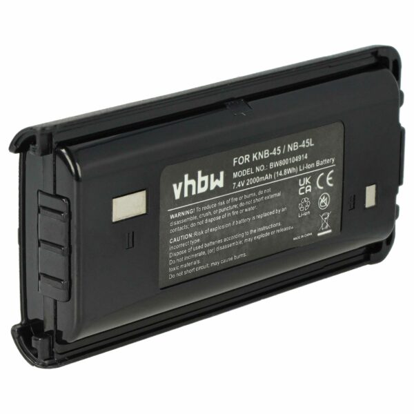 Bateria vhbw para Rádio Kenwood KNB-45, KNB-45L, KNB-45Li - 2000 mAh 7.4 V Li-Ion