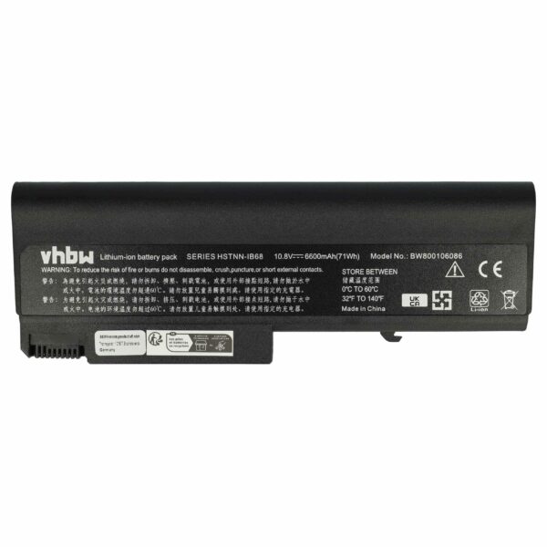 Bateria vhbw para Portátil HP - Compatível com 482962-001, 58640-542, 484786-001, 491173-543 - 6600 mAh 10.8 V Li-Ion