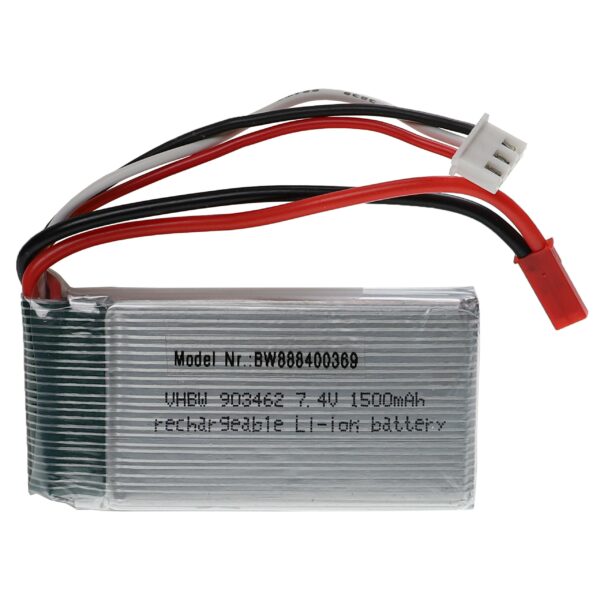 Bateria vhbw 1500 mAh 7.4 V Li-polímero com Conector BEC para Modelos Telecomandados