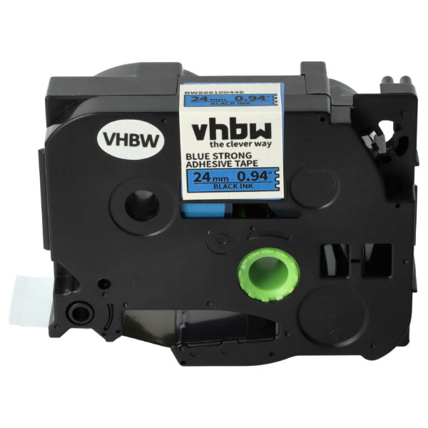 Fita de Etiquetas vhbw Substitui Brother TZE-S551 - 24 mm Preto sobre Azul, Extra Forte