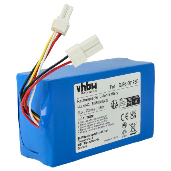 Bateria vhbw substitui Samsung DJ96-00193D para aspirador, 5000mAh, 21.6V