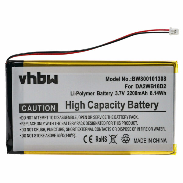 Bateria vhbw para Iriver MP3-Player DA2WB18D2 - 2200 mAh 3.7 V Li-polímero