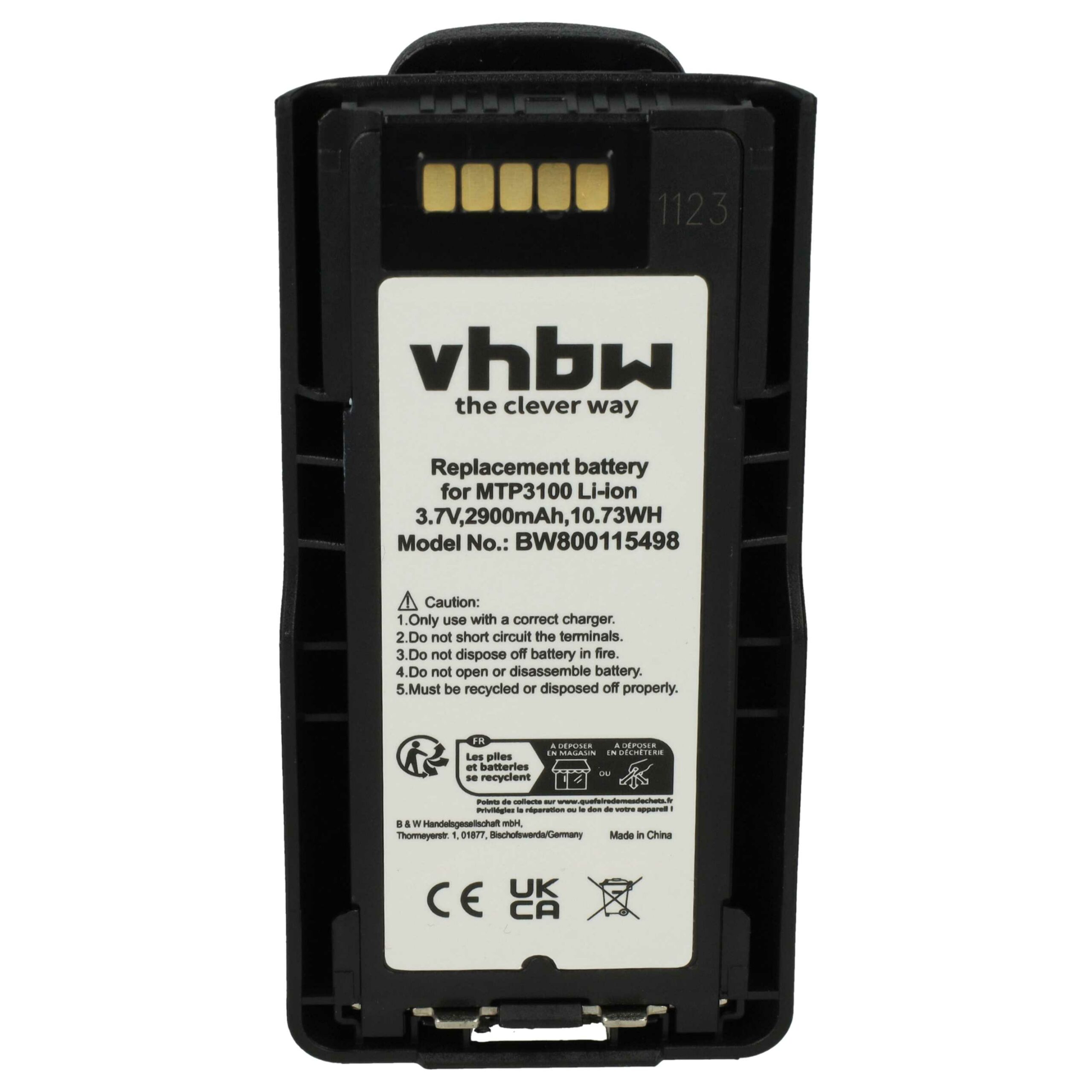 Pack de 5 Baterias vhbw para Rádio Motorola NNTN8020B - 2900 mAh 3.7 V Li-Ion - Image 3