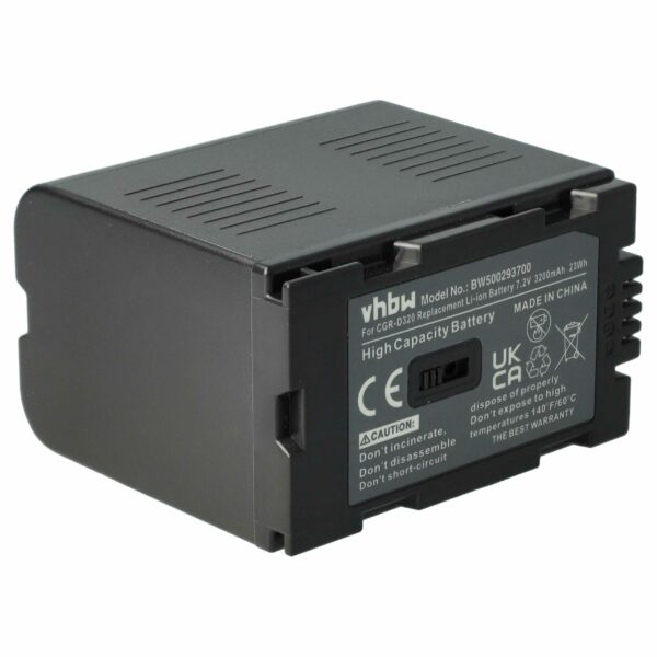 Bateria vhbw para Câmara de Vídeo Hitachi DZ-BP16, DZ-BP28 - 3200 mAh 7.2 V Li-Ion