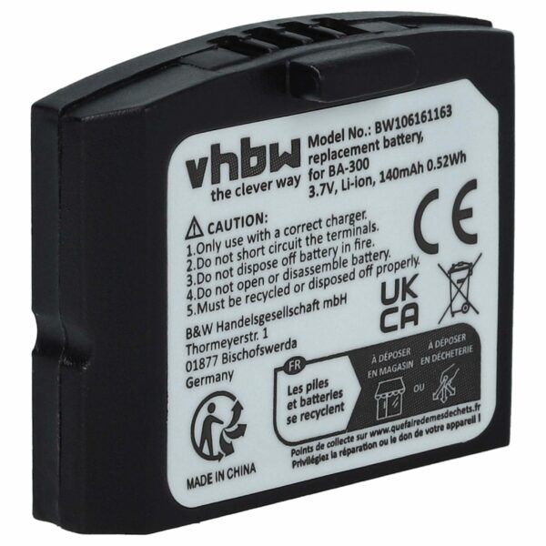 Bateria para Auricular Sem Fios Sennheiser BA300 - 140 mAh 3.7 V Li-polymer vhbw