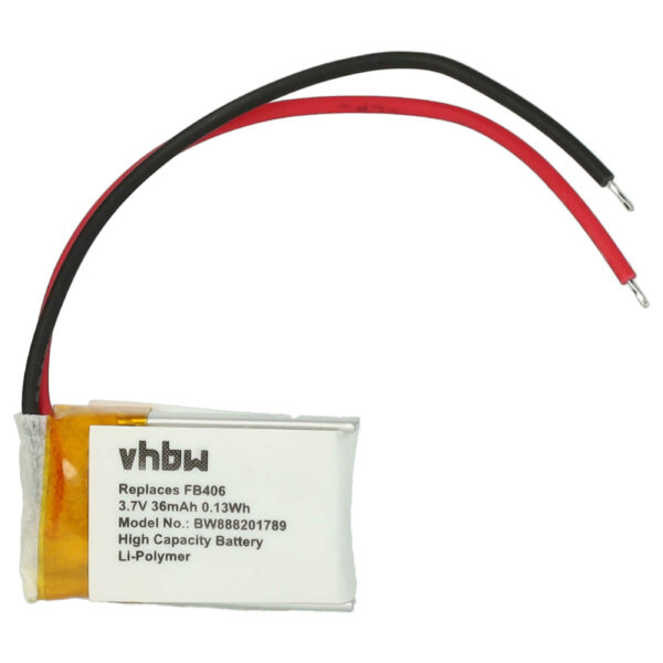 Bateria Smartwatch vhbw para Fitbit FB406, Alta - 36 mAh 3.7 V Li-polímero com Ferramentas