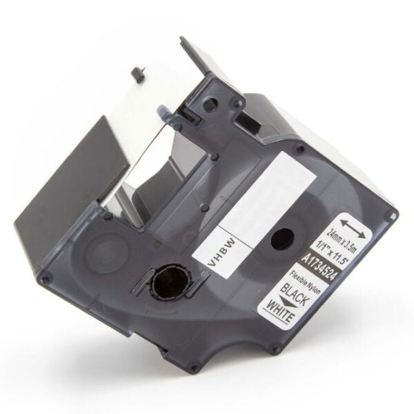 Fita de Etiquetas vhbw para Dymo 1734524 - 24 mm Preto sobre Branco, Nylon