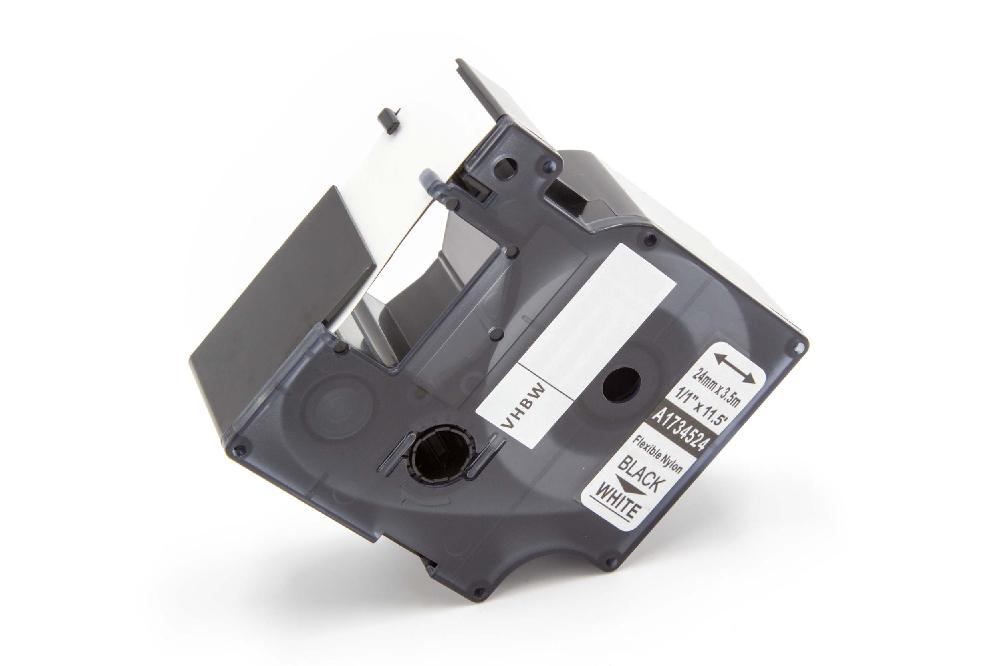 Fita de Etiquetas vhbw para Dymo 1734524 - 24 mm Preto sobre Branco, Nylon