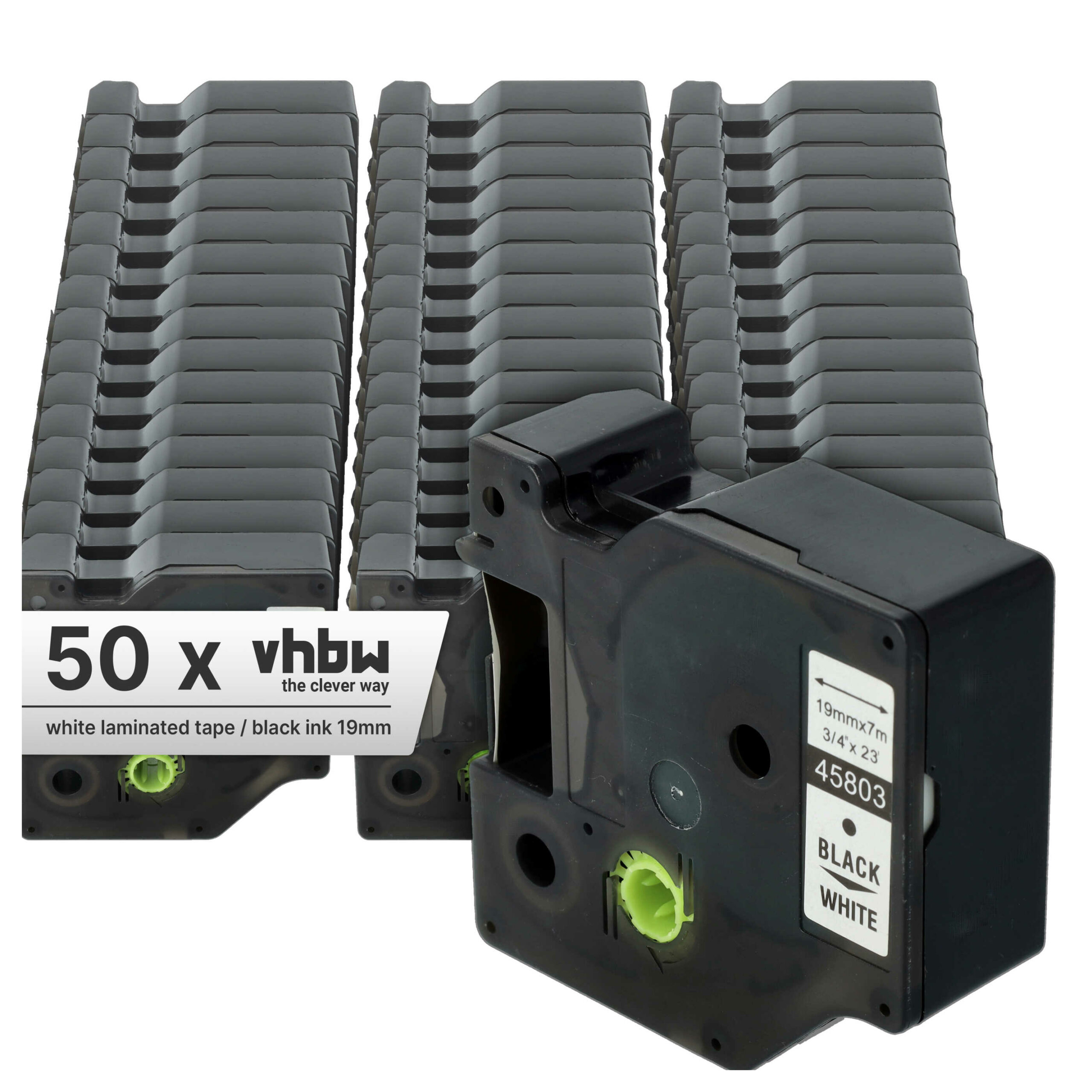 Fita de Etiquetas 50x Compatível Dymo 45803, D1, S0720830 - 19 mm Preto sobre Branco